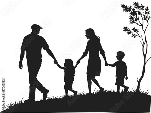 family walking in park