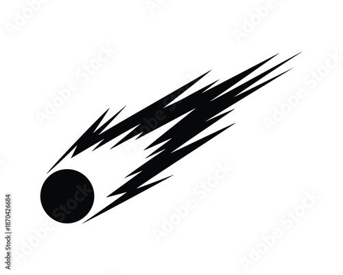 Dynamic comet streaking across space a bold visual element on transparent background silhouette