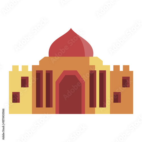 Vector art illustration of an majestic middle east mosque building for Eid Mubarak ornament design theme.