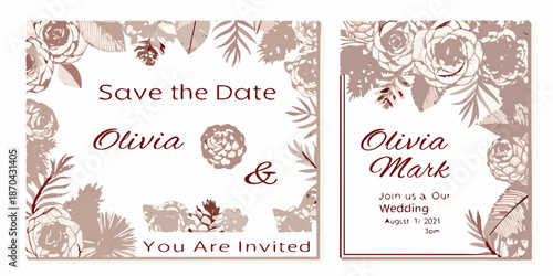 Elegant floral save the date cards for olivia and mark s wedding