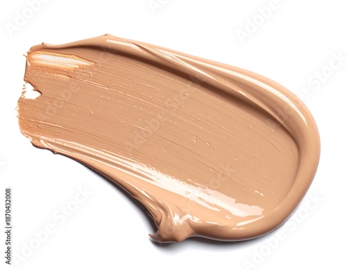 Makeup Foundation Swatch on White Background.