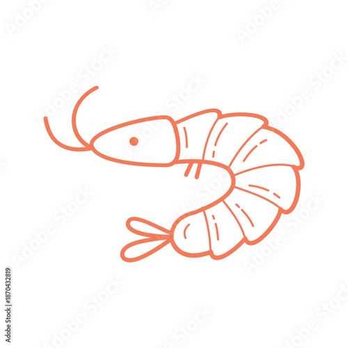 Cute Shrimp Hand Drawn Icon