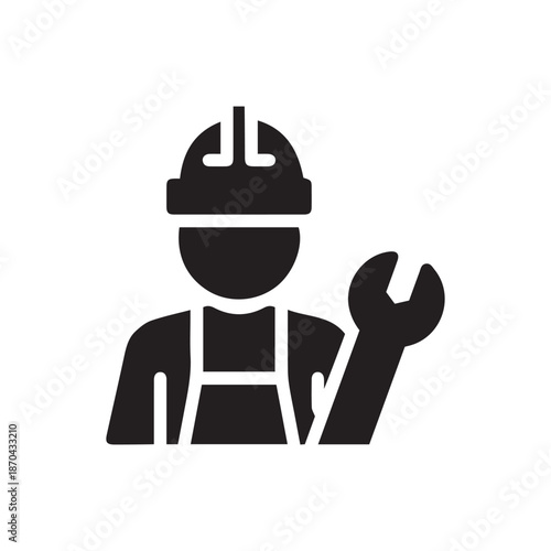 Technician with wrench vector icon
