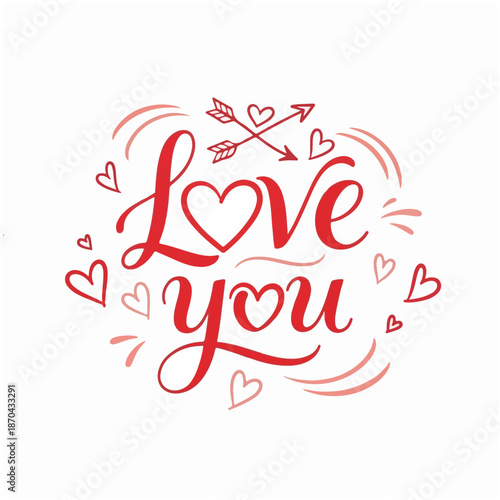 Valentine’s Day Love You Lettering Design