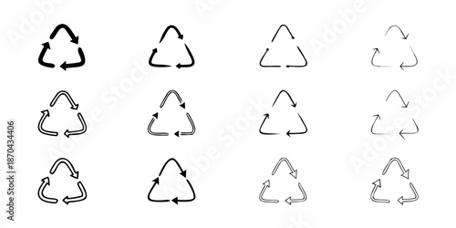 Arrangement of recycling symbols depicting the circular flow of materials