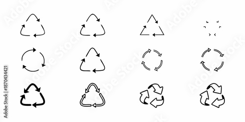 Collection of various recycling symbols and plastic resin identification codes displayed