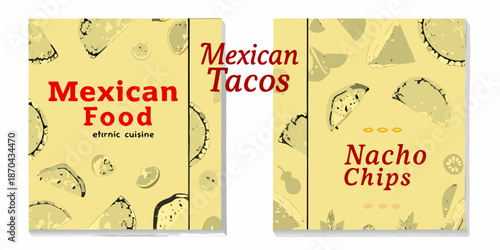 Mexican food and tacos vibrant designs for authentic cuisine and snacks