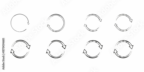 A collection of circular arrow icons indicating rotation and cyclical processes