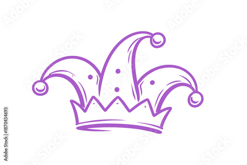 Картината върху платно Hand drawn Mardi Gras jester hat or clown cap sketch carnival Doodle illustrati