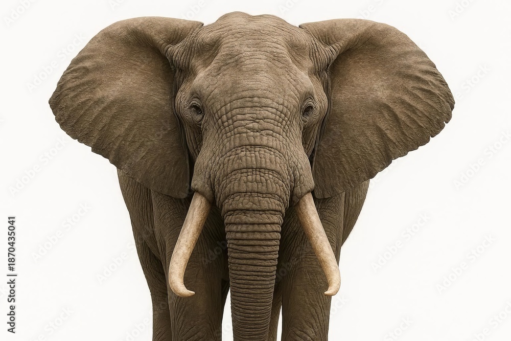 Obraz premium A large elephant on a white background.