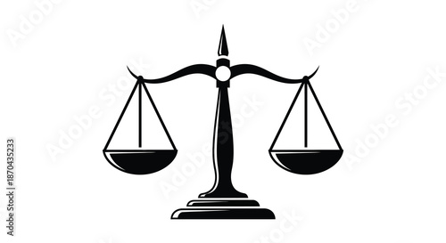 A striking black and white image depicting scales of justice symbolizing balance and fairness silhouette