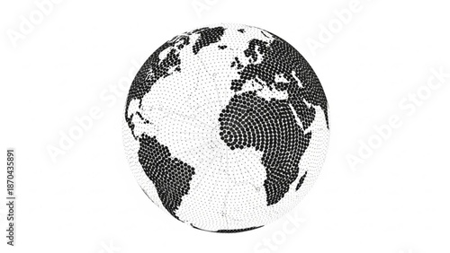 Stunning black and white illustration of the Earth with a unique dot pattern