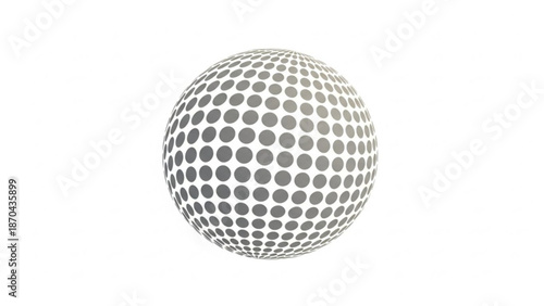 Modern white sphere with gray dots pattern on surface