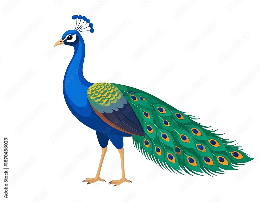 Fototapeta premium Majestic Peacock with Vibrant Plumage Standing Gracefully.