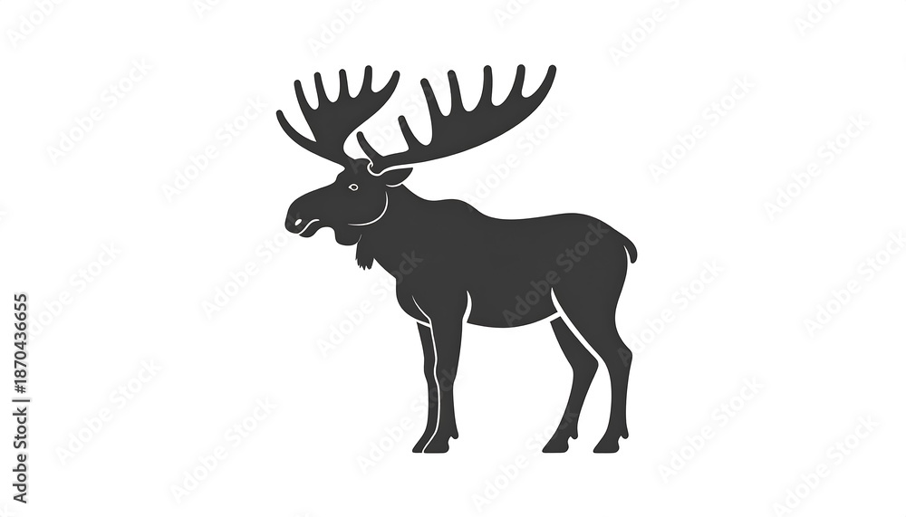 Fototapeta premium Majestic Moose Silhouette Standing Tall with Antlers.