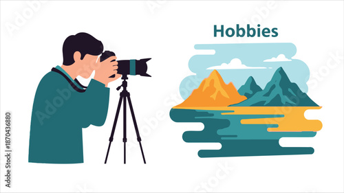 Young Creative Lifestyle Flat Vector Illustration Set Art Music Technology Hobbies generative ai