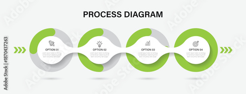 Vector infographic process chart template with 4 step. Can be used for presentation slid.