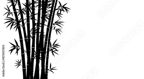 Elegant monochrome bamboo forest silhouette with zen tranquility and minimalistic oriental design
