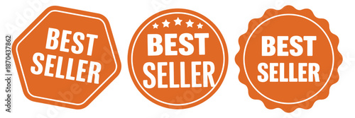 Best seller stickers, vintage bestseller badge and label icons, vector graphics for online retail product promotion and marketing.