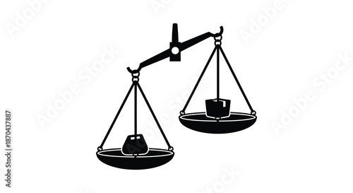 A stark depiction of justice and balance represented by a classic scale silhouette