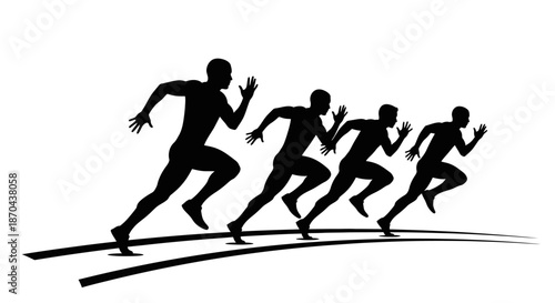 Silhouette of runners competing in a race depicting speed, competition, and athleticism