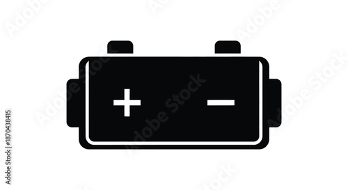 A simple black and white depiction of a car battery symbol a common automotive indicator silhouette