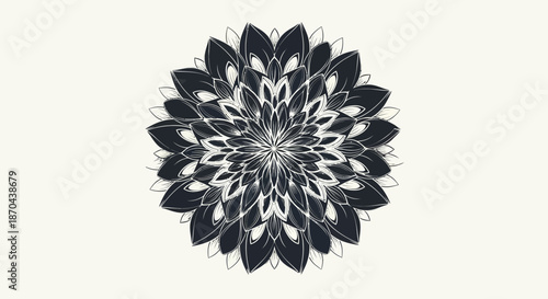 Elegant hand drawn floral mandala with intricate patterns and artistic details creating a vintage