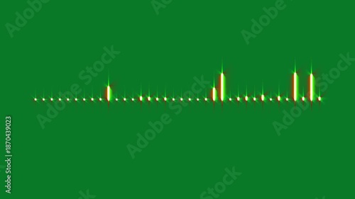 dynamic audio waveform spectrum visualizer animation, glowing blue sound waves, music frequency pulse, mic icon motion design, on green backgrounds, seamless 4k loop for dj, streaming video project.