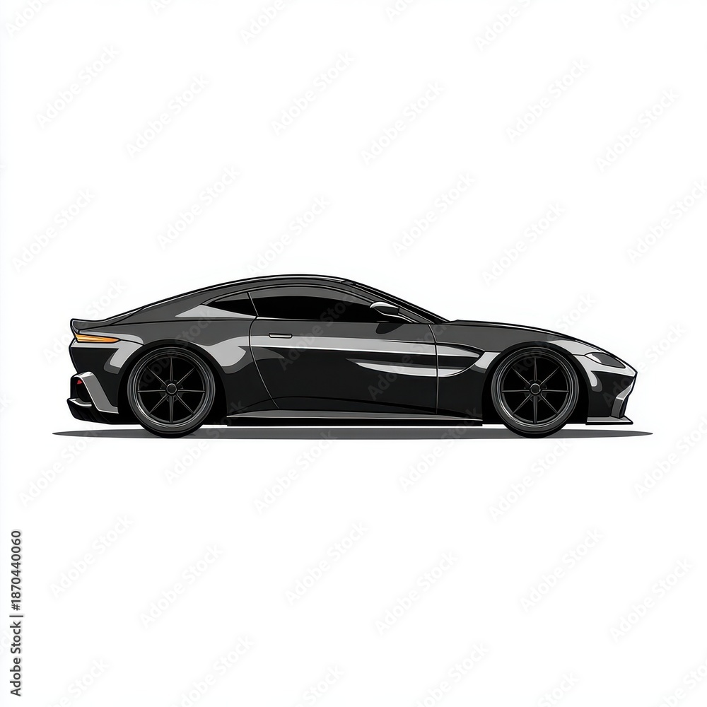 Naklejka premium Gray Sports Car Side Profile View Pixel Art