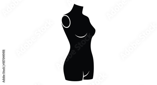 A striking black female mannequin form displayed on a white background a bold silhouette