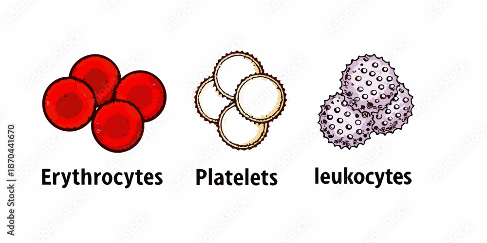 Φωτογραφία Illustrative depiction of human blood cells erythrocytes platelets and leukocyte