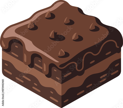 Photos Chocolate brownie cake vector on white background.