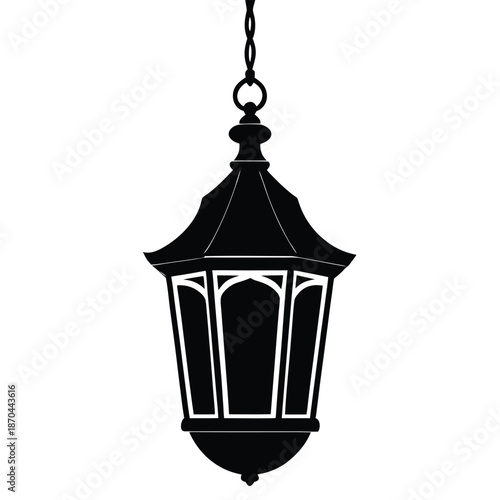 ramadan lantern hanging artt on white background