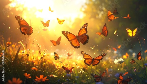 Wallpaper Mural A Symphony of Butterflies - A Dance of Light and Color. Torontodigital.ca