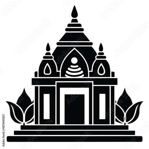 saraswati puja temple art on white background