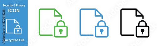 encrypted file lock security icon set data protection privacy outline vector design