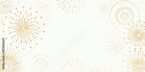 Golden firework bursts create a festive and celebratory background design