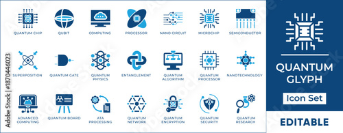 Advanced Cryptography Icon Set - Cyber Security and Data Encryption Outline Symbols.