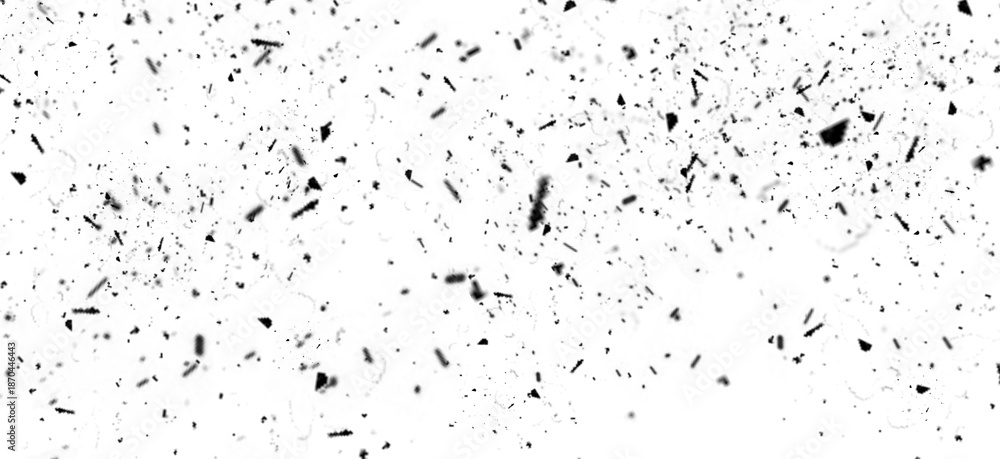 Fototapeta premium Black Stardust Debris Particles and Spatter Fragments Texture Overlay on transparent background