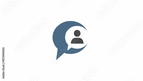 Gray speech bubble with person icon.