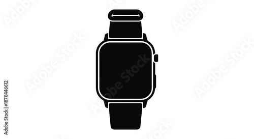 A sleek and modern smartwatch design displayed in a striking black silhouette