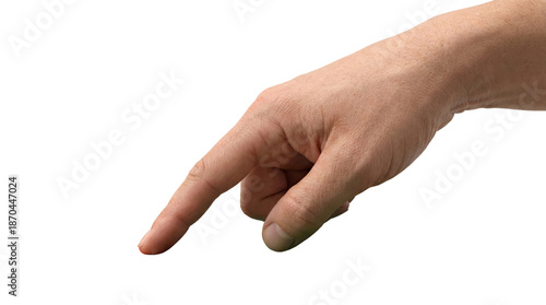 Fotografia Male hand pointing with index finger on transparent background