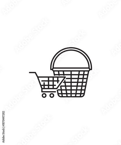 shopping cart icon, vector best line icon.