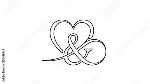 Elegant line art drawing of a heart intertwined with an infinity symbol and an ampersand, representing eternal love and connection.