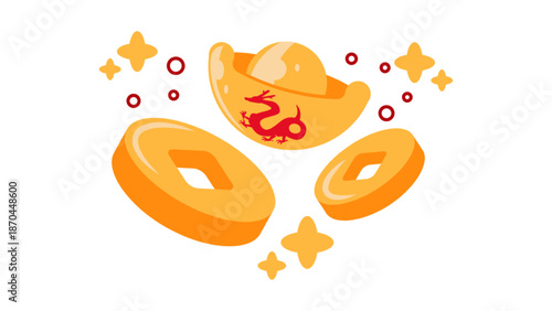 Chinese Gold Ingots and Coins for Lunar New Year