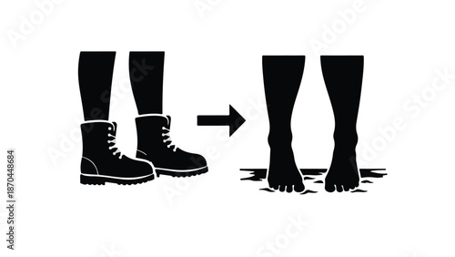 Feet sinking into mud, symbolizing challenges and difficult situations.