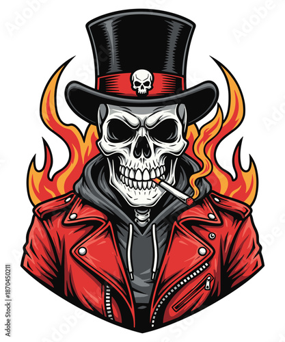 Smoking Skull Vector Illustration