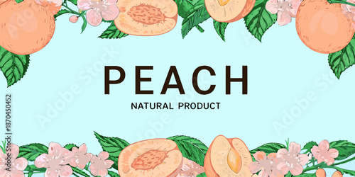 Fresh peaches and blossoms create a vibrant and delightful summer themed design