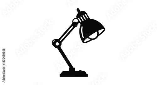 A minimalist depiction of a classic architect lamp showcasing its form in a stark silhouette
