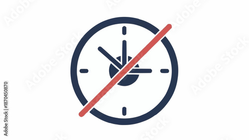 Clock with red line through it.